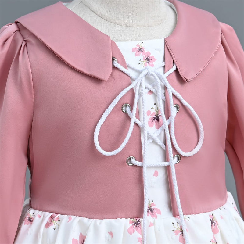 Imported Girls Korean Style Party Dress - Pink X White