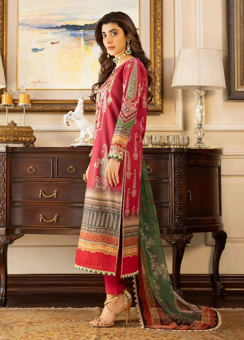 Pakistani Asim Jofa Embroidered Lawn Unstitched Three Piece - AJ23P