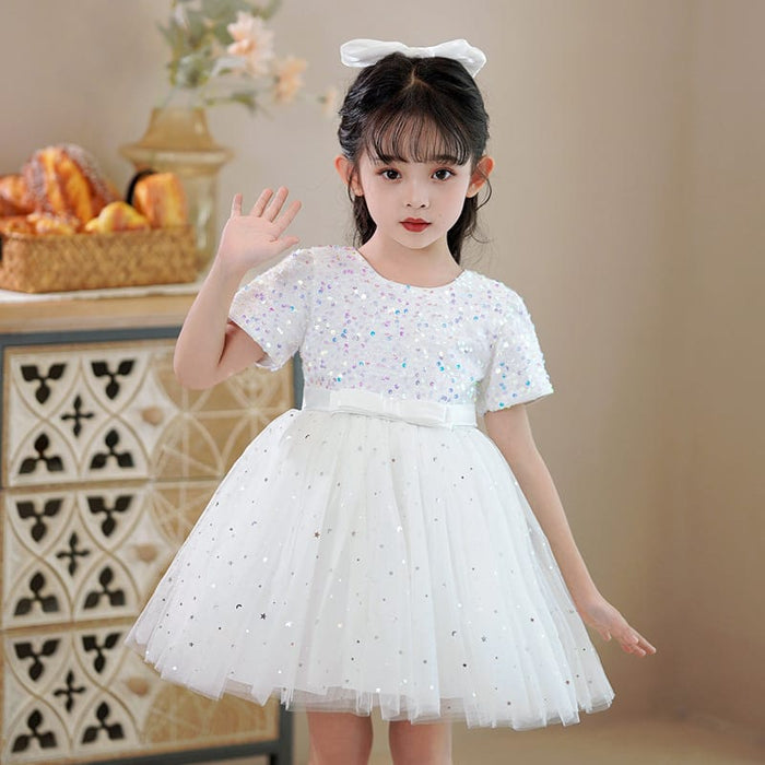 Imported Girls Korean Style Party Dress - Gainsboro