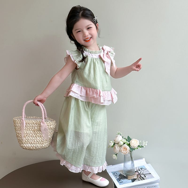 Imported Kids Stylish Top And Pant Set - Teel