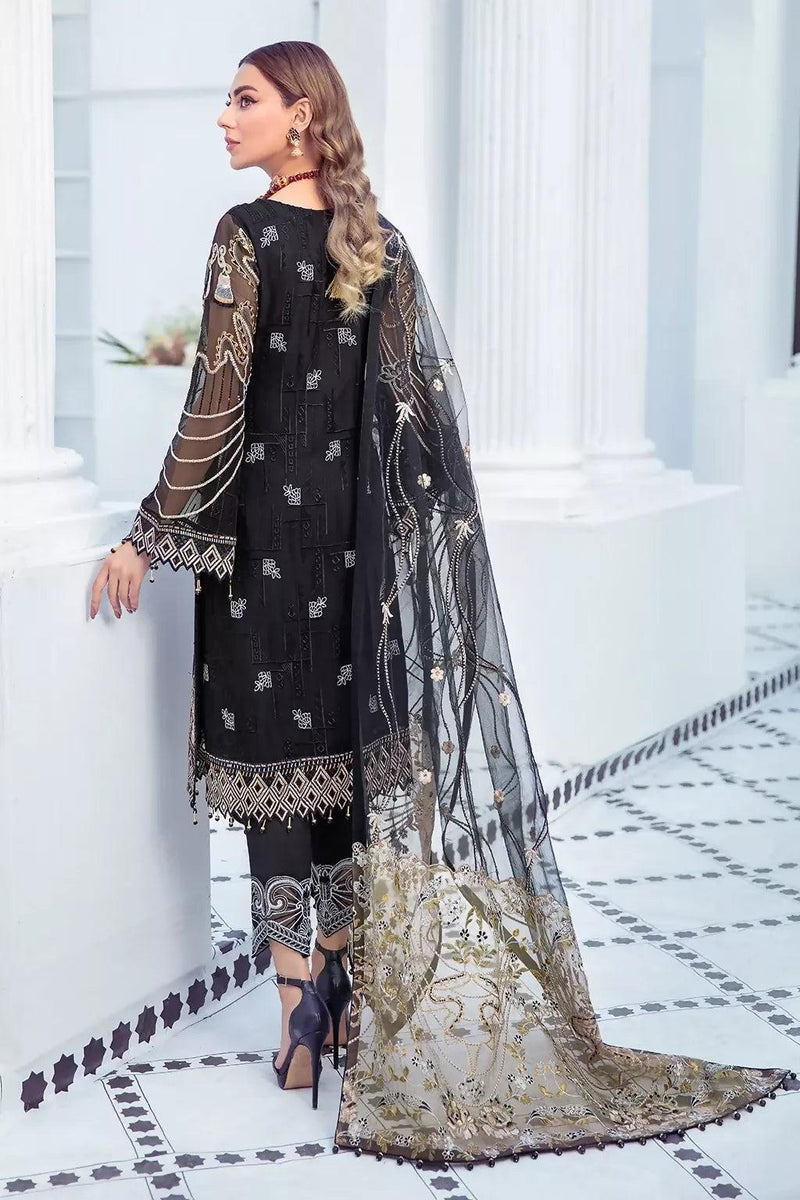 Pakistani Ramsha Embroidered Luxury Chiffon Unstitched Three Piece - Mirage