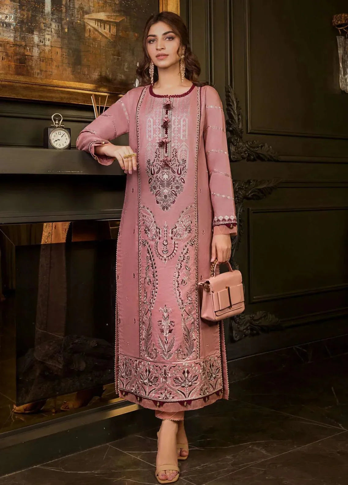 Pakistani Asim Jofa Embroidered Lawn Unstitched Three Piece - AJ23R